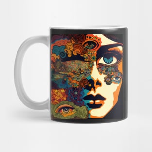 Psychodelic Half Face With Random Eyes Mug